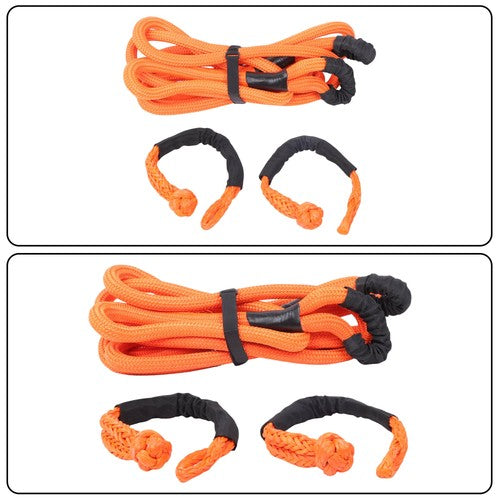 1"×20ft Kinetic Recovery Tow Rope Heavy Duty Energy Rope w/2 Soft Shackle Orange