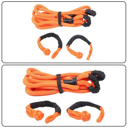 1"×20ft Kinetic Recovery Tow Rope Heavy Duty Energy Rope w/2 Soft Shackle Orange