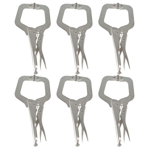 Adjustable C-Clamp Locking Pliers Set 11" Locking Welding With Swivel Pads 6 Pcs