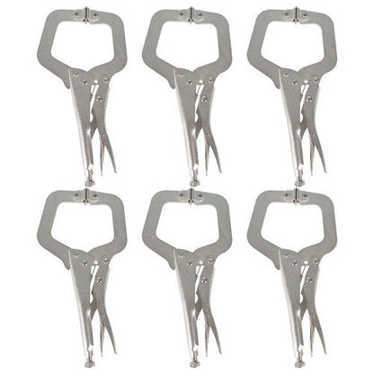 Adjustable C-Clamp Locking Pliers Set 11" Locking Welding With Swivel Pads 6 Pcs