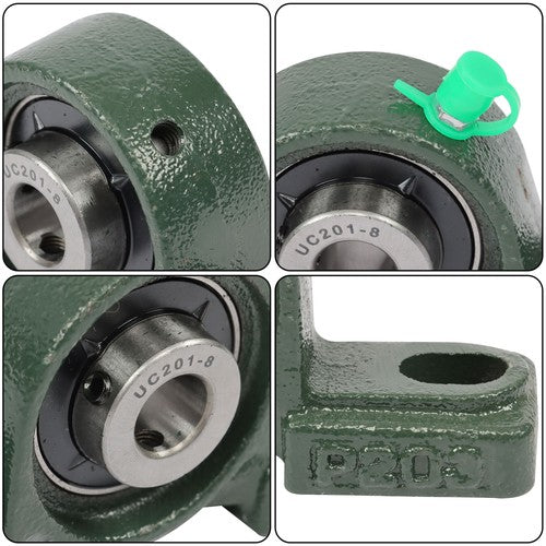 6PCS UCP201-8 Pillow Block Bearing 1/2" Bore 2 Bolt Cast Iron Base Self-Aligning
