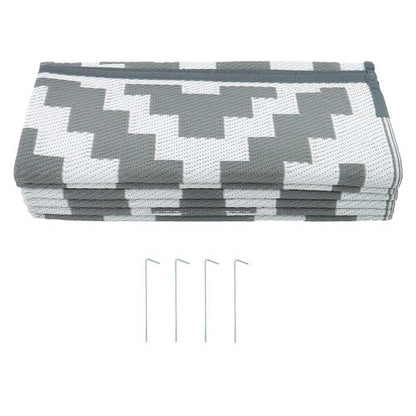9x12ft Outdoor Plastic Straw Rug For Camping Outdoor Carpet RV Mat Gray & White