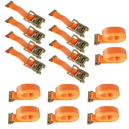 2 "x 20' 4000 lb E-Track Ratchet Straps Orange Heavy Duty Tie Downs New 8 Set