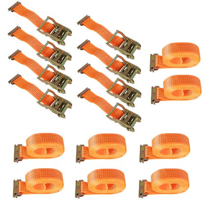 2 "x 20' 4000 lb E-Track Ratchet Straps Orange Heavy Duty Tie Downs New 8 Set