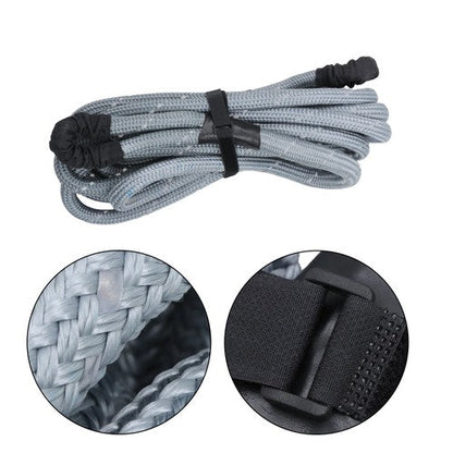 1"×30ft Gray Kinetic Recovery Rope With 2 Soft Shackles Kit 34000lbs Heavy Duty