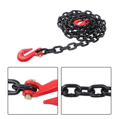 4PCS Binder Chain 3/8'' X 10' Grade 80 Transport Tow Chain Grab Hooks 7100 LBS