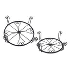 2 Pack 10" 12" Metal Plant Stands Outdoor Indoor Round Pot Stand Rustproof Black