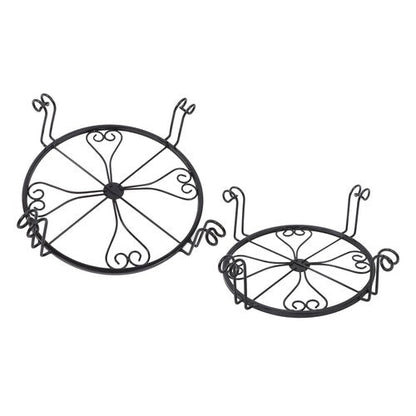 2 Pack 10" 12" Metal Plant Stands Outdoor Indoor Round Pot Stand Rustproof Black
