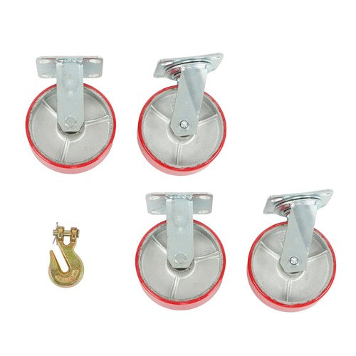4 Pack Swivel Caster Wheels 6" × 2" Polyurethane 4800Lbs (2 Swivel & 2 Rigid)