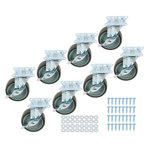 8 Pack 3 Inch Universal Caster Wheels Heavy Duty Casters with Side Brake Grey