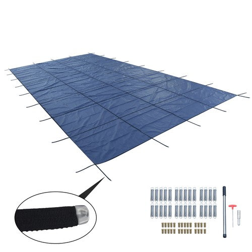 Inground Pool Safety Cover 20' × 40' Rectangle Safety Pool Covers Blue Mesh