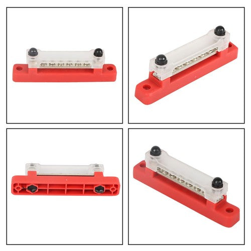 Bus Bar Power Distribution Terminal Block Red & Black 6 Way 48V 150A Busbar