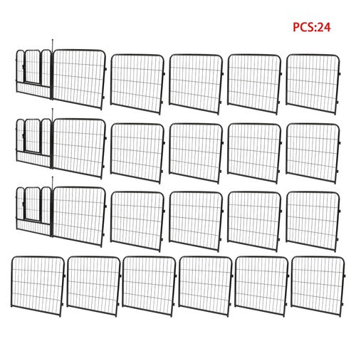 24 Panels 24x24 inch Dog Playpen Crate Fence Pet PlayPen Exercise Cage