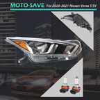 Headlight Halogen For Nissan Versa S SV 2020-2021 Headlamps Assembly RH Chrome