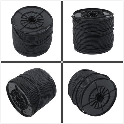 Black Nylon Solid Braid Rope High UV & Abrasion Resistance 1/4 Inch × 500ft