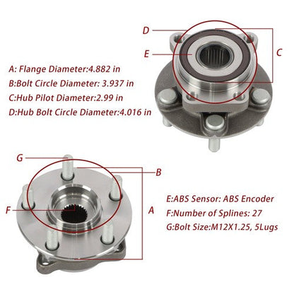 Front Wheel Bearing Hub Assembly For Subaru Outback Legacy 2005-14 w/ ABS 513220