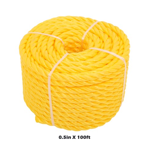 Orange Yellow 1/2in 100ft 3 Stranded Braided Rope for Boats, Dock, Marine Rope