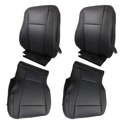 Black For Ford F150 2015-2017 Driver&Passenger Bottom And Top Seat Cover Leather