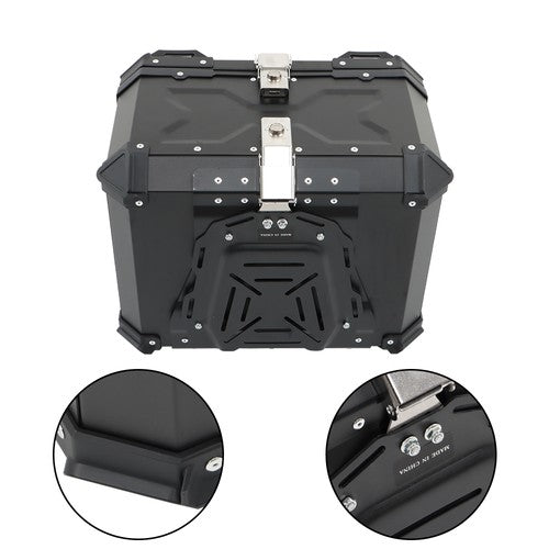 55L Motorcycle Top Case Tail Box Waterproof Luggage Scooter Trunk Storage Black