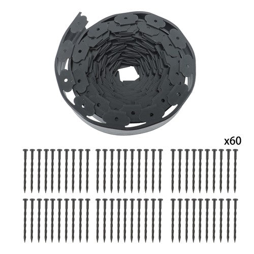 60pcs Anchoring Spik L-shaped 60FT Garden Edge Lawn Grass Stone Isolation Strip