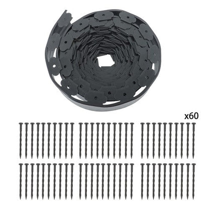 60pcs Anchoring Spik L-shaped 60FT Garden Edge Lawn Grass Stone Isolation Strip