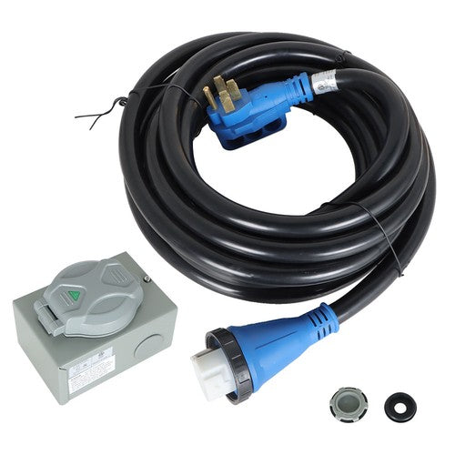 50 Amp 30ft Generator Extension Cord & Power Inlet Box Power Combo Kit
