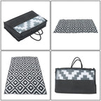 Waterproof Outdoor Carpet Black & White 4x6FT Plastic Straw Rug For Camping