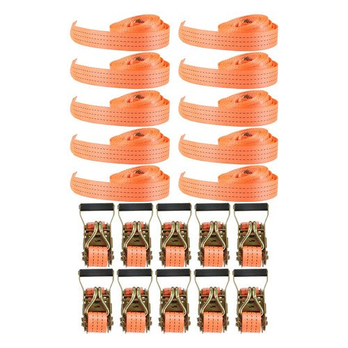 (10) 1.5" x15' 4000lb Ratchet Tie Down Cargo Straps J Hooks Heavy Duty Tie Downs