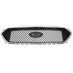 Mesh Front Upper Bumper Grille Plastic Chrome Frame For Ford Taurus 2013-2019