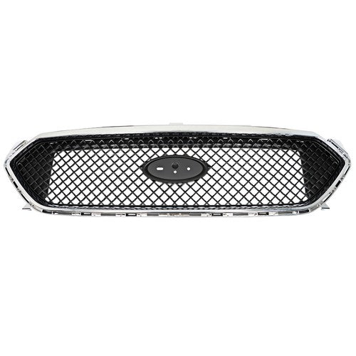 Mesh Front Upper Bumper Grille Plastic Chrome Frame For Ford Taurus 2013-2019