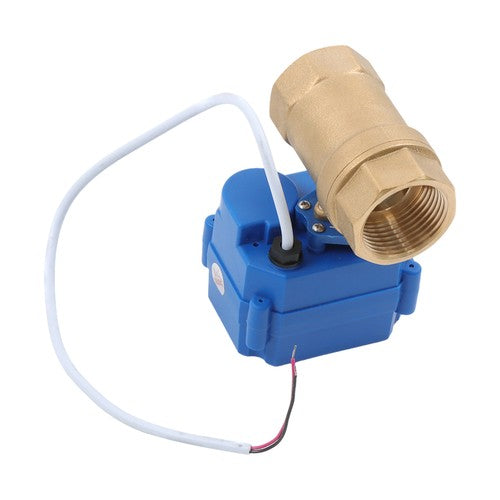 Solid Motorized Ball Valve 1in Standard Port Brass 9-24V NC Auto Return