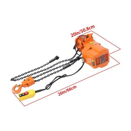 1 Ton Electric Chain Hoist, Single Phase 2200Lbs 10ft Lift Height G80 110V 750W