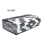 9x12 ft Waterproof Outdoor Rug Outdoor Plastic Straw Rug Carpet Black & White