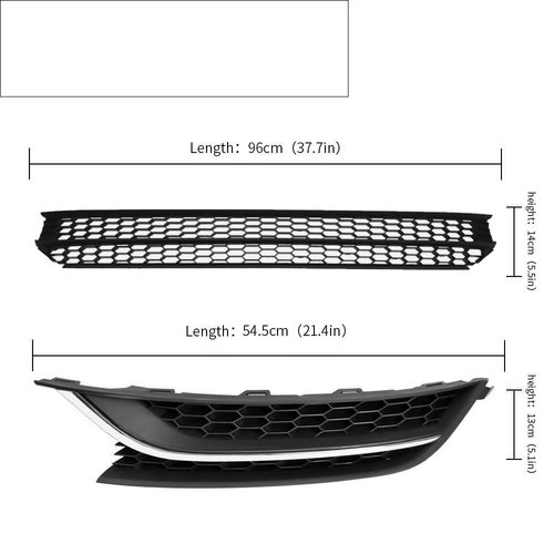 Front Bumper Lower Grille & Fog Light Bezel Cover LH+RH For 2012-2015 VW Passat