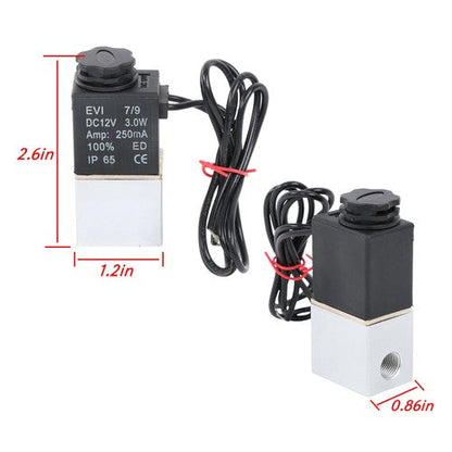 2PCS 1/4" Fast Response Electric Air Water Solenoid Valve 12V DC Normally Closed