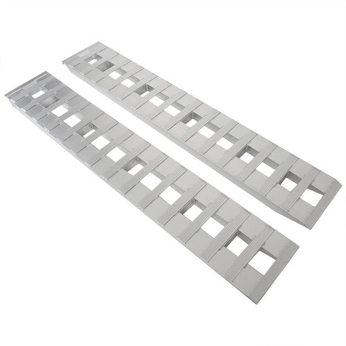 1 Pair 6063 Aluminum Silver 84" × 14" Ramps 6000Lbs Car Trailer Truck Hook End