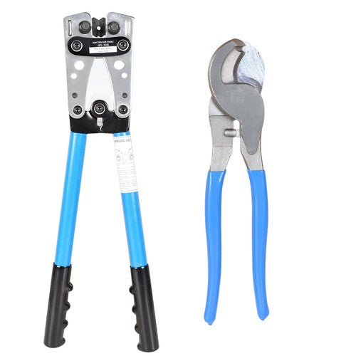 Battery Cable Lug Crimping Tool Wire Crimper For 10-0AWG with Cable Cutter