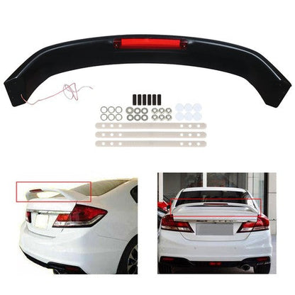 For Honda Civic 2012 13 14-15 ABS Rear Trunk Lip Spoiler Wing w/Led Brake Light