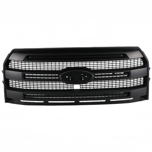 Front Upper Grille for Ford F-150 Platinum 2015-2017 Camera Hole Matte Black