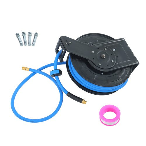 1/2" x 50' Max 300PSI Premium Rubber Hose, Heavy Duty Steel Air Hose Reel