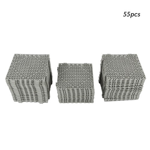 55PCS 12 x 12in Interlocking Drainage Floor Tiles Modular Interlocking Tile Gray