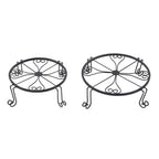 2 Pack 10" 12" Metal Plant Stands Outdoor Indoor Round Pot Stand Rustproof Black