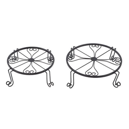 2 Pack 10" 12" Metal Plant Stands Outdoor Indoor Round Pot Stand Rustproof Black