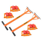 4 Pcs Machinery Skates Dolly With Handle 360�� Rotation 6T/13200Lbs Heavy Duty