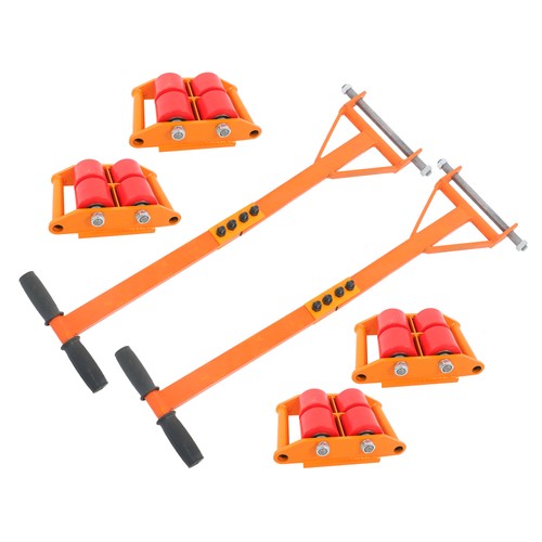 4 Pcs Machinery Skates Dolly With Handle 360�� Rotation 6T/13200Lbs Heavy Duty