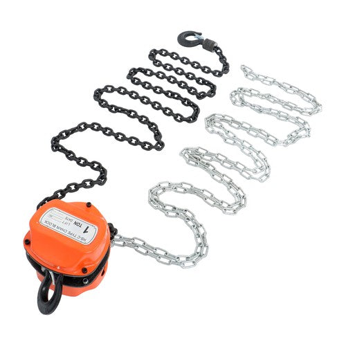 Manual Chain Hoist | 1 Ton / 2200 lbs Capacity | 2 Hooks Red | 10ft / 3m Lift