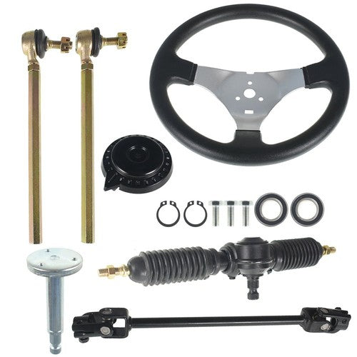 110cc Steering Wheel Assembly & Gear Rack Pinion Fit For Go Kart Quad Parts New