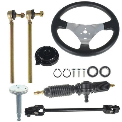 110cc Steering Wheel Assembly & Gear Rack Pinion Fit For Go Kart Quad Parts New
