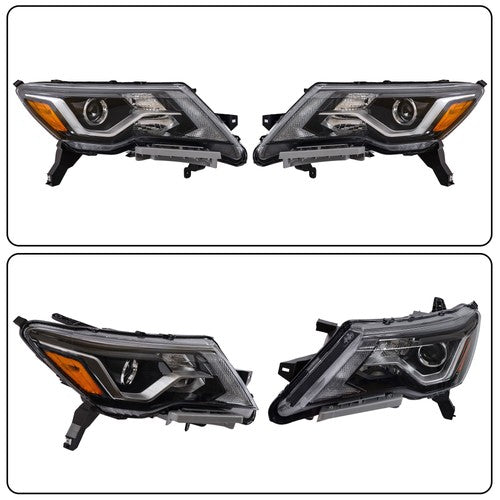 Pair Headlights Assembly Set For Nissan Pathfinder 2017-2020 Halogen W/LED DRL