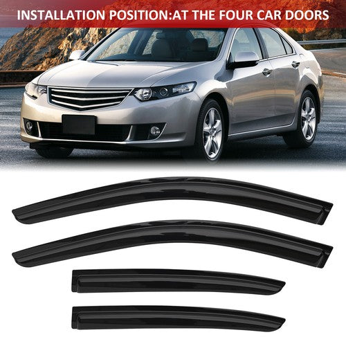 Window Vent Visor Sun Rain Guard Gloss Black 4PCS for 2008-2012 for Honda Accord